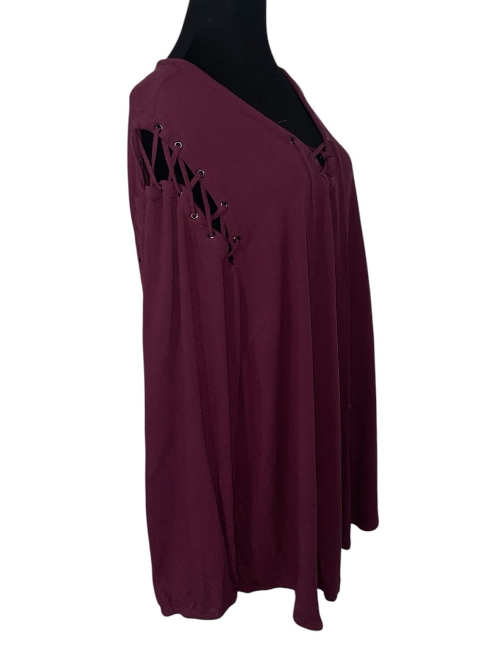 Torrid Boho‎ Lace-Up Sleeve Tunic Top in Deep Burgundy ❤️